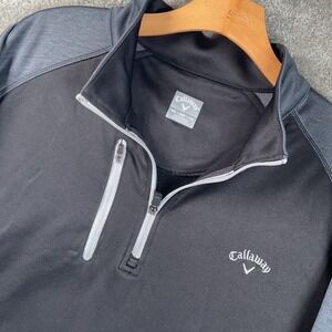 Callaway Quarter Zip Pullover Mens XXL Black Gray Excellent Performance Golf Top